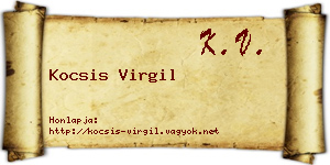 Kocsis Virgil névjegykártya